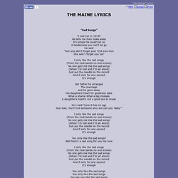 THE MAINE LYRICS - Sad Songs