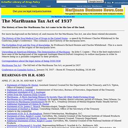 The Marihuana Tax Act of 1937