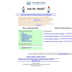 The Math Forum - Ask Dr. Math