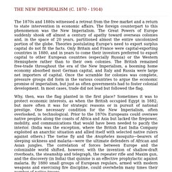 The New Imperialism (c. 1870 - 1914)