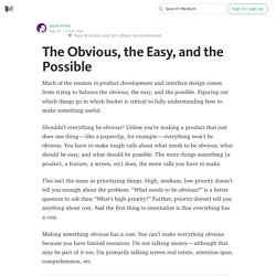 The Obvious, the Easy, and the Possible