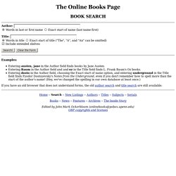 The Online Books Page: Search