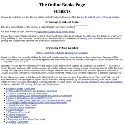The Online Books Page: Subjects