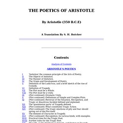 The Poetics of Aristotle, by Aristotle