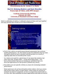 The Power of Rubrics (II) - Stella C.S. Porto