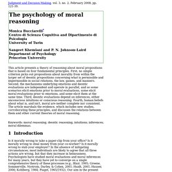 The psychology of moral reasoning