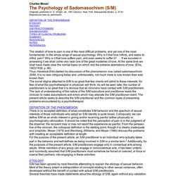 The Psychology of Sadomasochism (S/M)