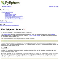 The PyEphem Tutorial — PyEphem home page