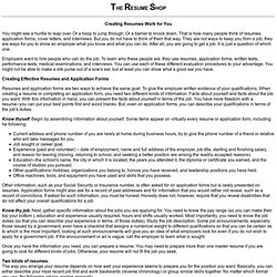 The Resume Shop - How to write a resume and get a job