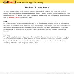 The Road To Inner Peace