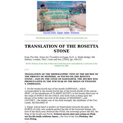 The Rosetta Stone: Translation of the Rosetta Stone