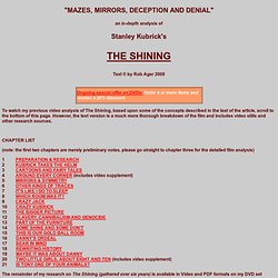 THE SHINING (1979) analysis by Rob Ager