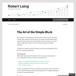 The Art of the Simple Blurb