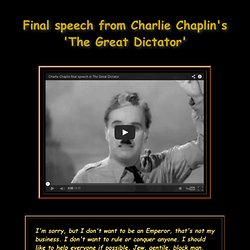 The Speech of The Great Dictator