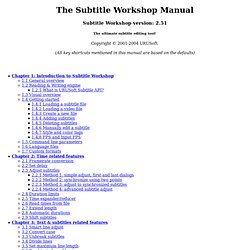 The Subtitle Workshop Manual