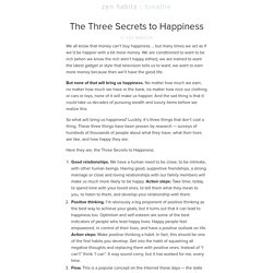 The Three Secrets to Happiness