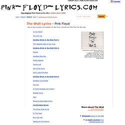 The Wall Lyrics - Pink Floyd Lyrics