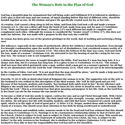 The Woman's Role in the Plan of God