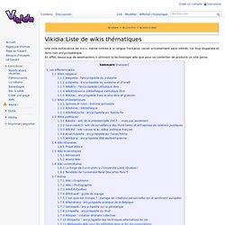 Liste de wikis thématiques