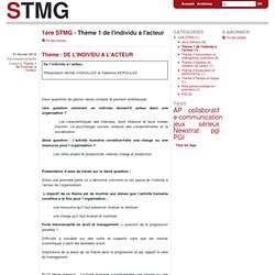 Thème 1 de l'individu à l'acteur - stmg