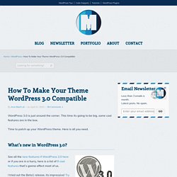 Make Your Theme WordPress 3.0 Compatible