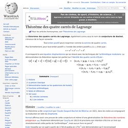 Théorème des quatre carrés de Lagrange