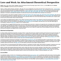 Love and Work An Attachment-Theoretical Perspective
