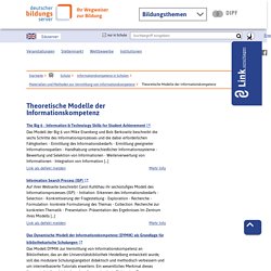 Theoretische Modelle der Informationskompetenz - [ Deutscher Bildungsserver ]