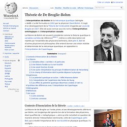 Théorie de De Broglie-Bohm