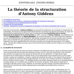 La théorie de la structuration d'Antony Giddens