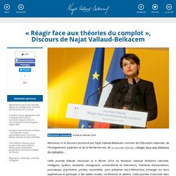 « Réagir face aux théories du complot », Discours de Najat Vallaud-Belkacem