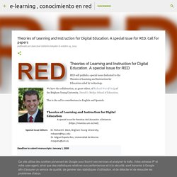 Theories of Learning and Instruction for Digital Education. A special Issue for RED. Call for papers
