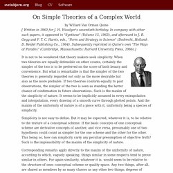 On Simple Theories of a Complex World