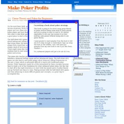 Game Theory and Poker for Beginners