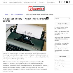 A Goal Set Theory – Know These 3 Power Source