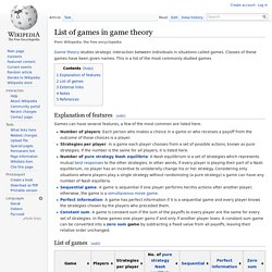 List of games in game theory