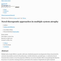 Novel therapeutic approaches in multiple system atrophy