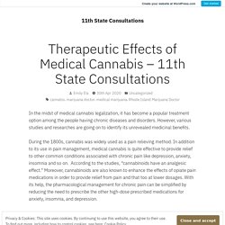 Therapeutic Effects of Medical Cannabis – 11th State Consultations – 11th State Consultations