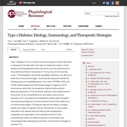 Type 1 Diabetes: Etiology, Immunology, and Therapeutic Strategies