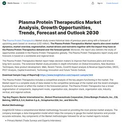 Plasma Protein Therapeutics Market Analysis, Growth Opportunities, Trends, Forecast and Outlook 2030 — Teletype