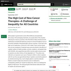 The High Cost of New Cancer Therapies—A Challenge of Inequality for All Countries