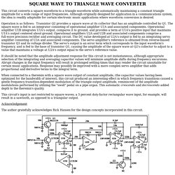 Art's Theremin Page: Square Wave to Triangle Wave Converter