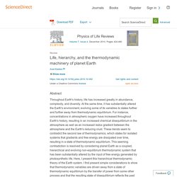 Life, hierarchy, and the thermodynamic machinery of planet Earth - ScienceDirect