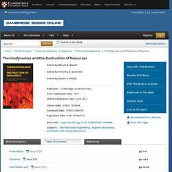 Thermodynamics and the Destruction of Resources - Cambridge Books Online