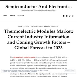 Thermoelectric Modules Market: Current Industry Information and Coming Growth Factors – Global Forecast to 2023