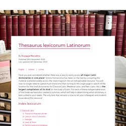 Thesaurus lexicorum Latinorum – Schola Humanistica