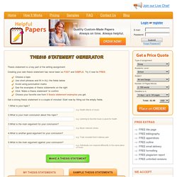 Free Thesis Statement Generator