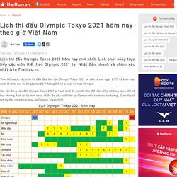 Lịch thi đấu Olympic Tokyo 2021 hôm nay theo giờ Việt Nam
