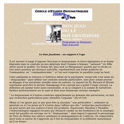 THIERRY TREMINE - Don Juan ou le soi grandiose - Cercle d'études Henri Ey de Paris