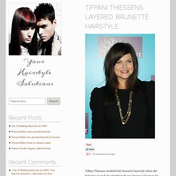 Tiffani Thiessens layered, brunette hairstyle